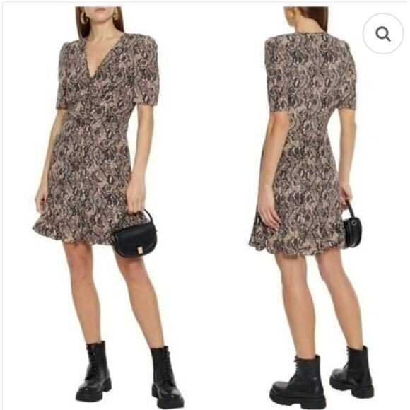 Veronica Beard Ried Snake Print Ruffle Hem Silk Mini Dress size 2 - Picture 1 of 4